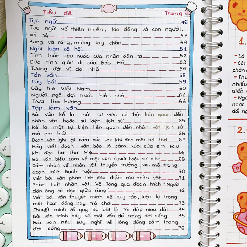 Sổ tay takenote Văn 7  - Chương trình mới