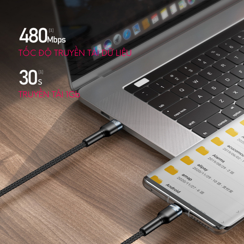 Dây sạc nhanh type C PD100W chính hãng Remax RC-172 dành cho điện thoại Samsung Huawei Xiaomi bện vải siêu bền
