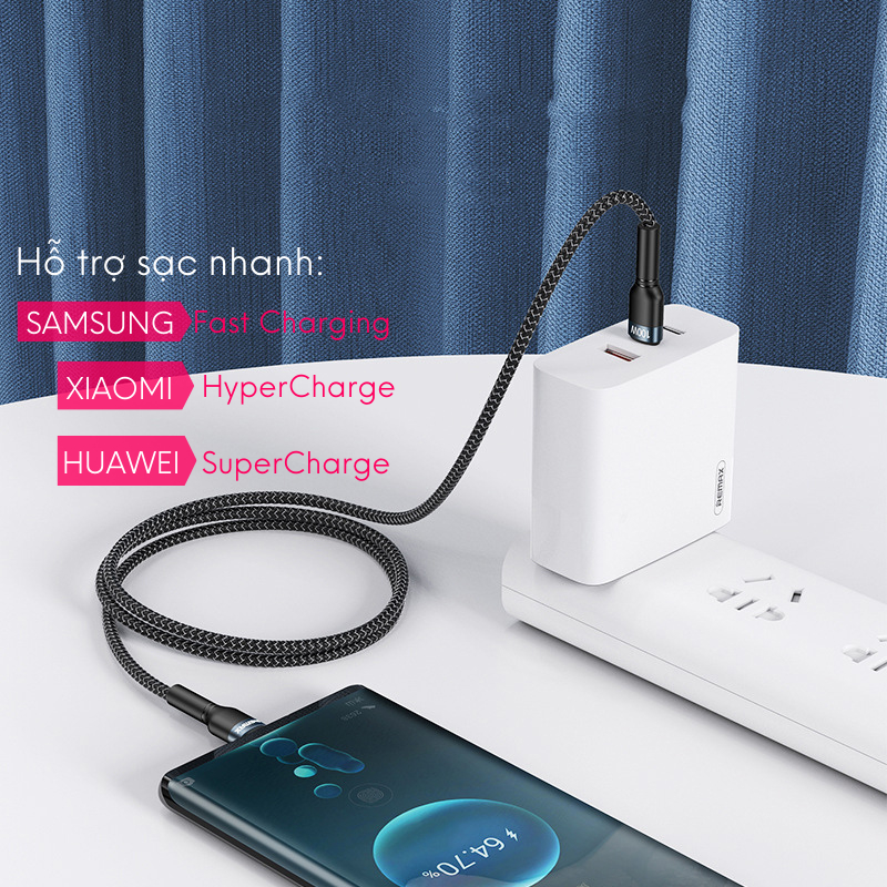 Dây sạc nhanh type C PD100W chính hãng Remax RC-172 dành cho điện thoại Samsung Huawei Xiaomi bện vải siêu bền