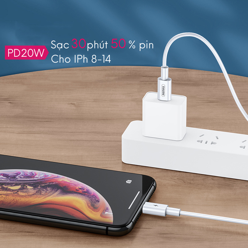 Dây sạc nhanh chuẩn PD20W chính hãng Remax RC-175i cho IPh 8-14 promax, tốc độ sạc 30 phút 50% pin