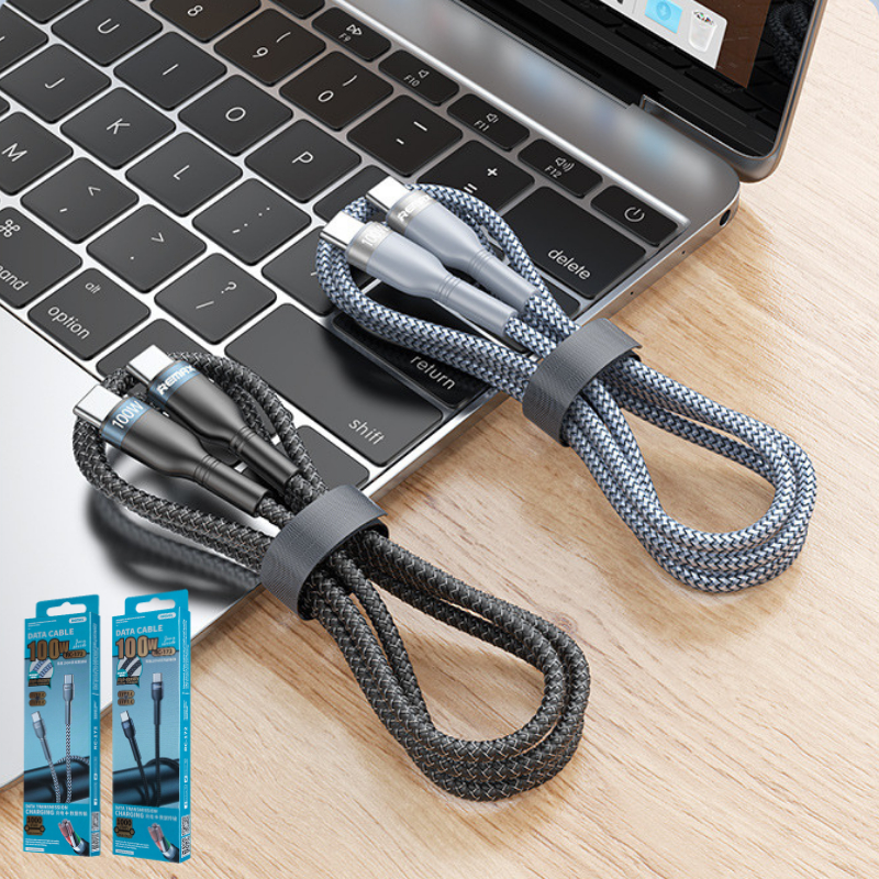 Dây sạc nhanh type C PD100W chính hãng Remax RC-172 dành cho điện thoại Samsung Huawei Xiaomi bện vải siêu bền