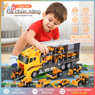 Container Truck Set 6 Chiếc Mini Fire Truck Xe Kéo Hợp Kim Die Cast Truck Quán Tính Với Save xe tải đồ chơi cậu bé Vali