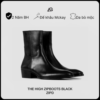 Giày Zip boots da bò cao cấp nhập khẩu, Handmade August Shoes ZIPD đế cao 5cm chính hãng bảo hành 24 tháng