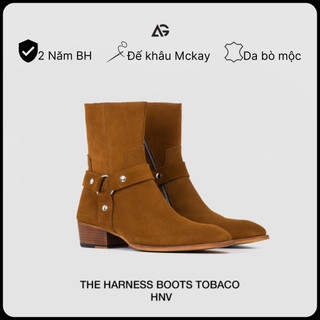 Giày Harness boots tobacco da bò cao cấp nhập khẩu handmade August shoes HNV chính hãng bảo hành 24