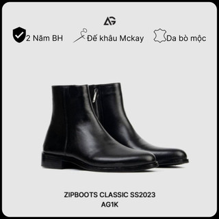Giày boots nam cao cấp da bò nhập khẩu Zip boots handmade August shoes AG1K chính hãng bảo hành 12 tháng