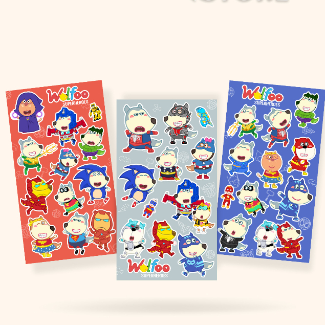 Sticker Thương Hiệu Wolfoo Nhiều Mẫu Trang Trí Siêu Đáng Yêu