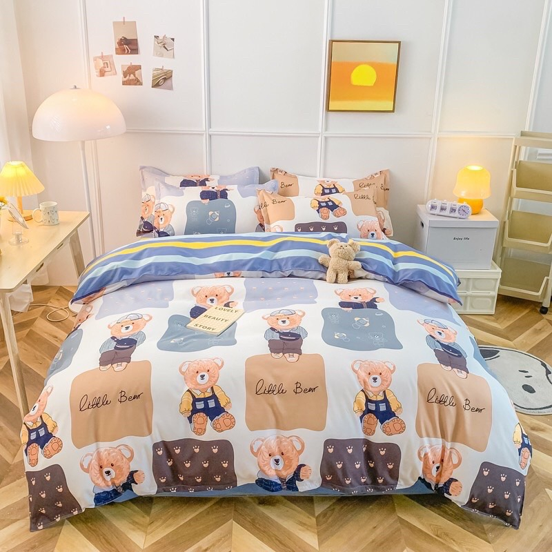 [BST2] Bộ chăn ga gối Cotton Poly EmmiBedding phong cách Hàn Quốc Drap giường cotton hot trend (không kèm ruột)