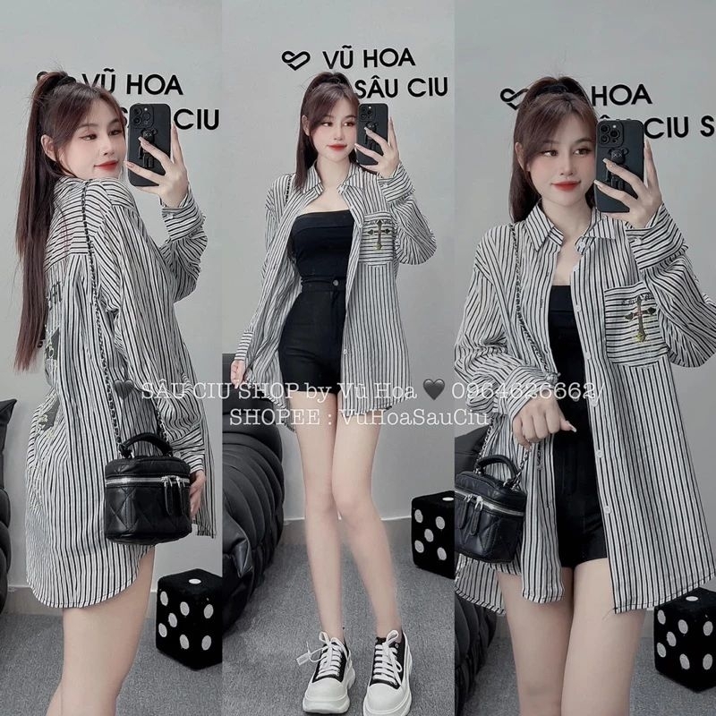Áo sơmi kẻ chữ thập hàng QCL1