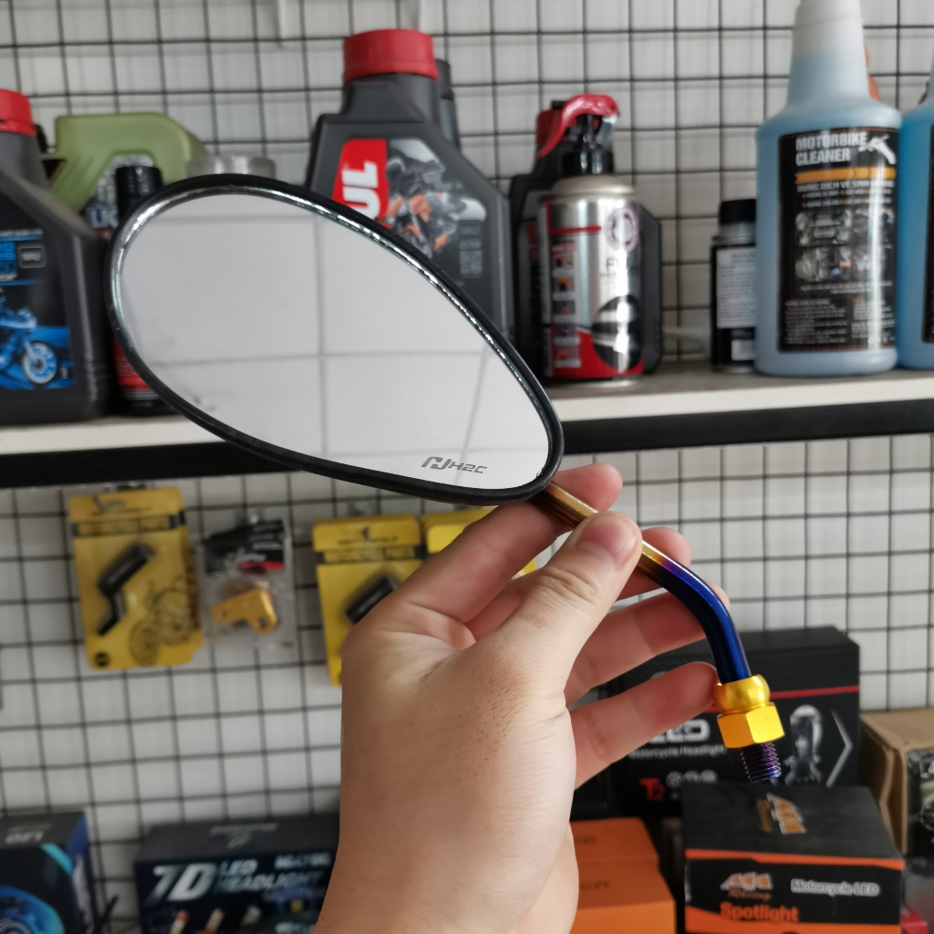 Gương xe máy H2C CRG thời trang mẫu YAZ SUZUKI chân 10li mặt kính trắng