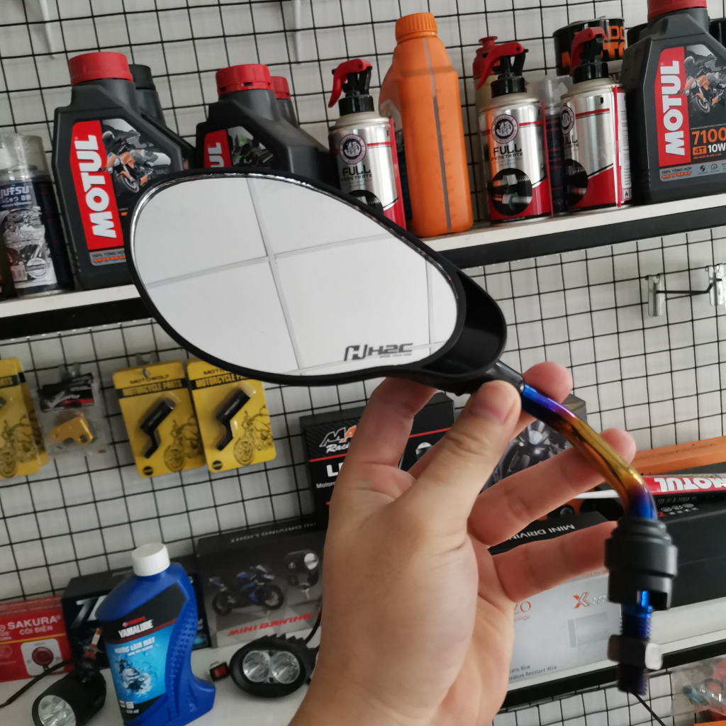 Gương xe máy H2C CRG thời trang mẫu YAZ SUZUKI chân 10li mặt kính trắng