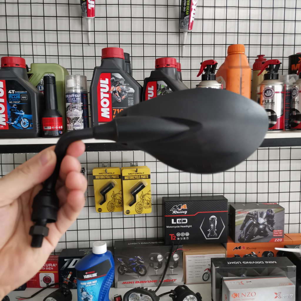 Gương xe máy H2C CRG thời trang mẫu YAZ SUZUKI chân 10li mặt kính trắng