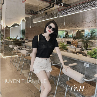 Áo len Cha.Nel cổ bẻ xinh xắn