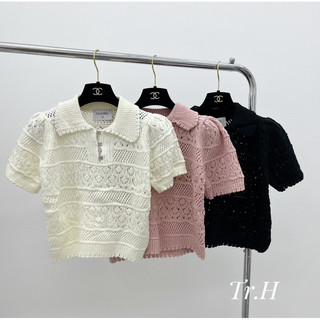 Áo len Cha.Nel cổ bẻ xinh xắn