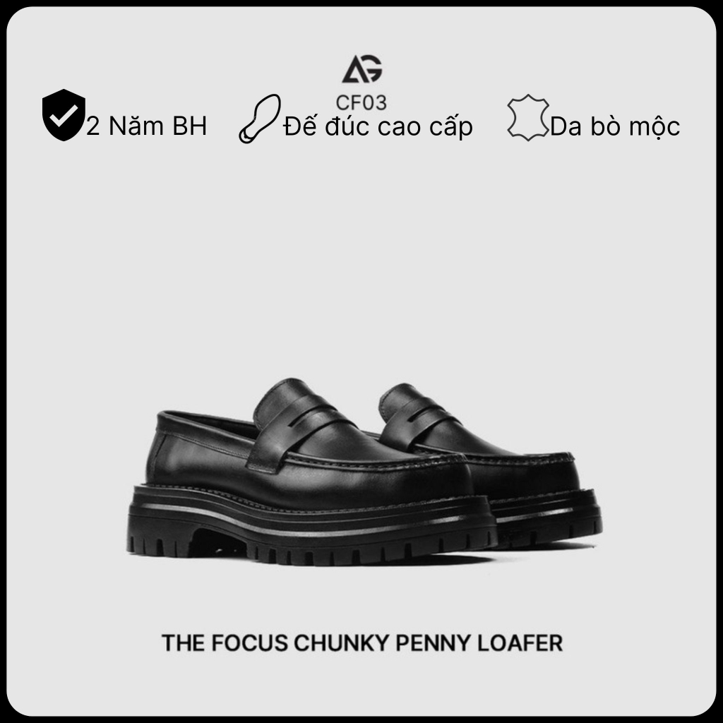 Giày da unisex nam nữ The Focus Basic Chunky Penny Loafer August CF03 chính hãng bảo hành 24 tháng