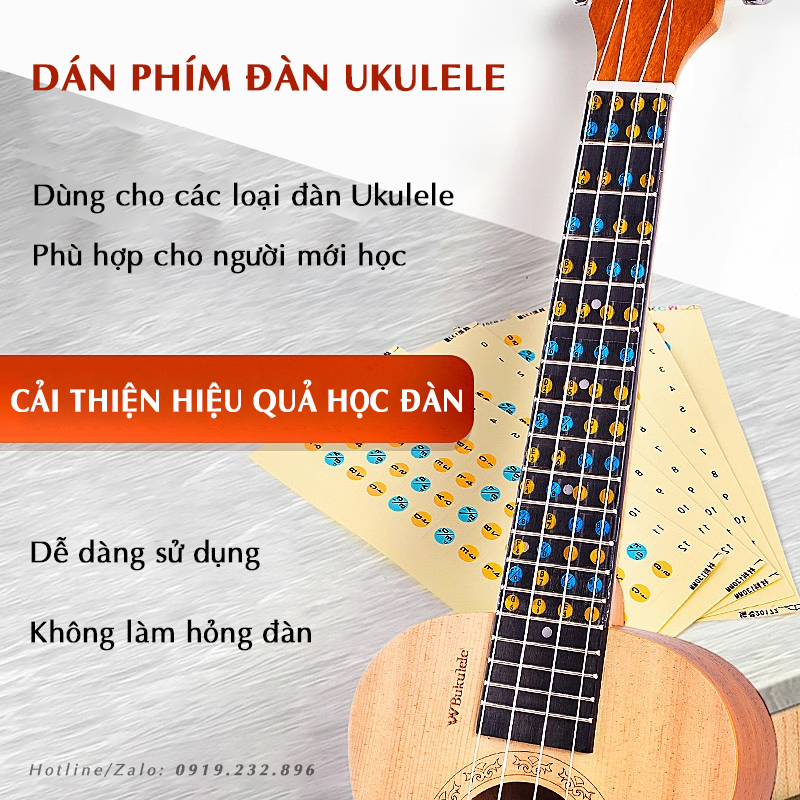 Sticker Guitar Ukulele - Dán Nốt Cần Đàn - Nhãn Dán Phím Guitar Ukulele