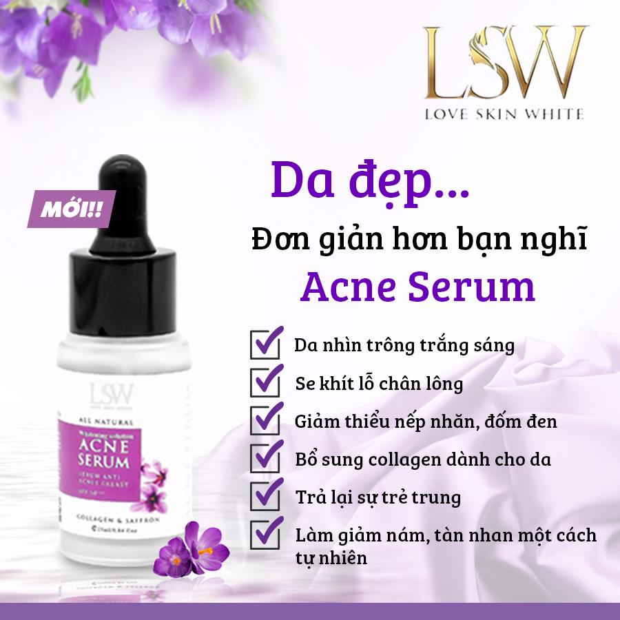 Tinh chất dưỡng da giảm mụn mờ thâm sẹo Love Skin White Whitening solution Acne Serum 25ml