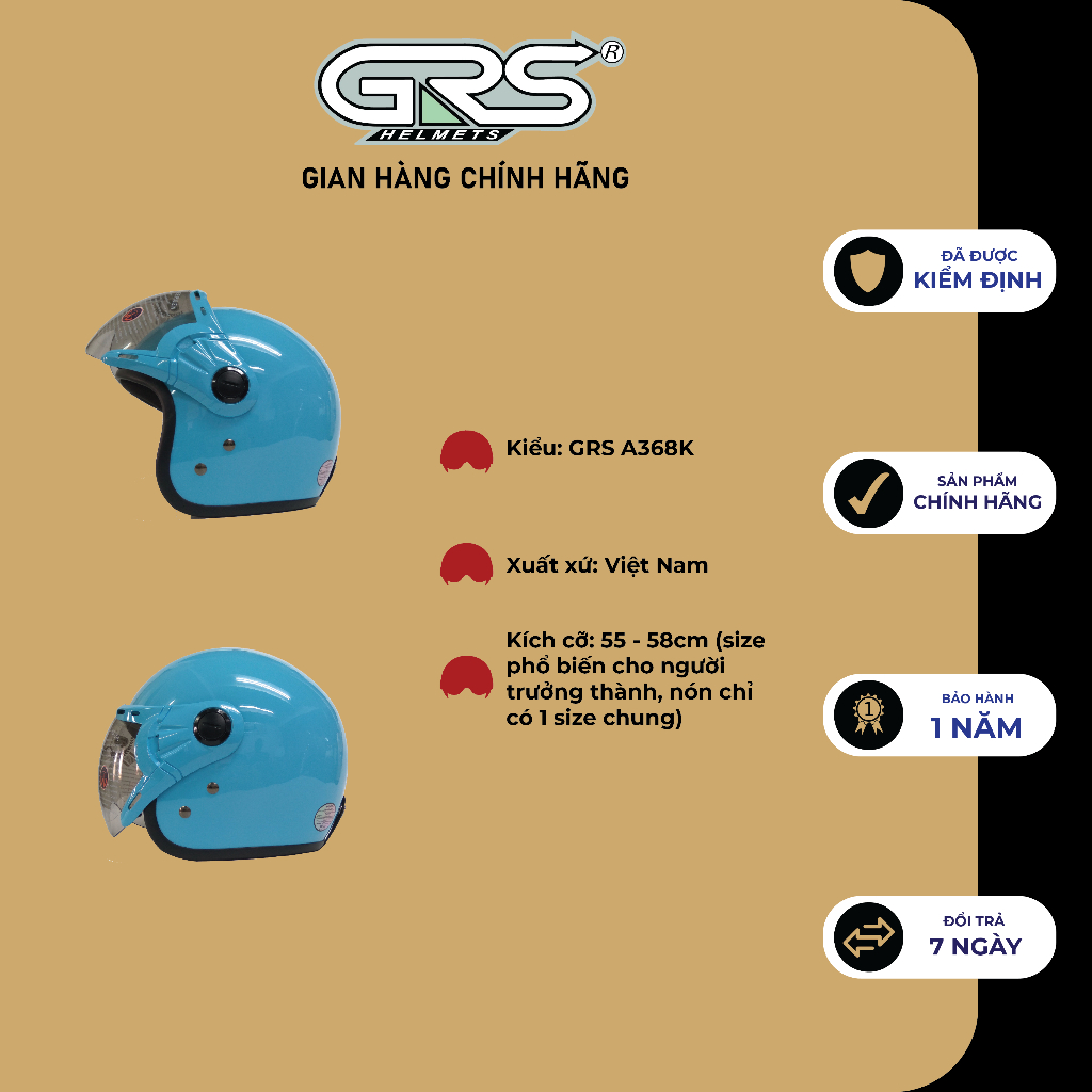 Mũ Bảo Hiểm Đẹp GRS A368K (nhiều màu)