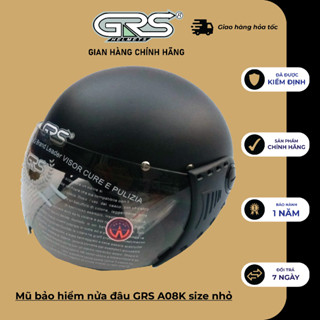  Mũ bảo hiểm nửa đâu GRS A08K size nhỏ - dành cho người trưởng thành có vòng đầu nhỏ 