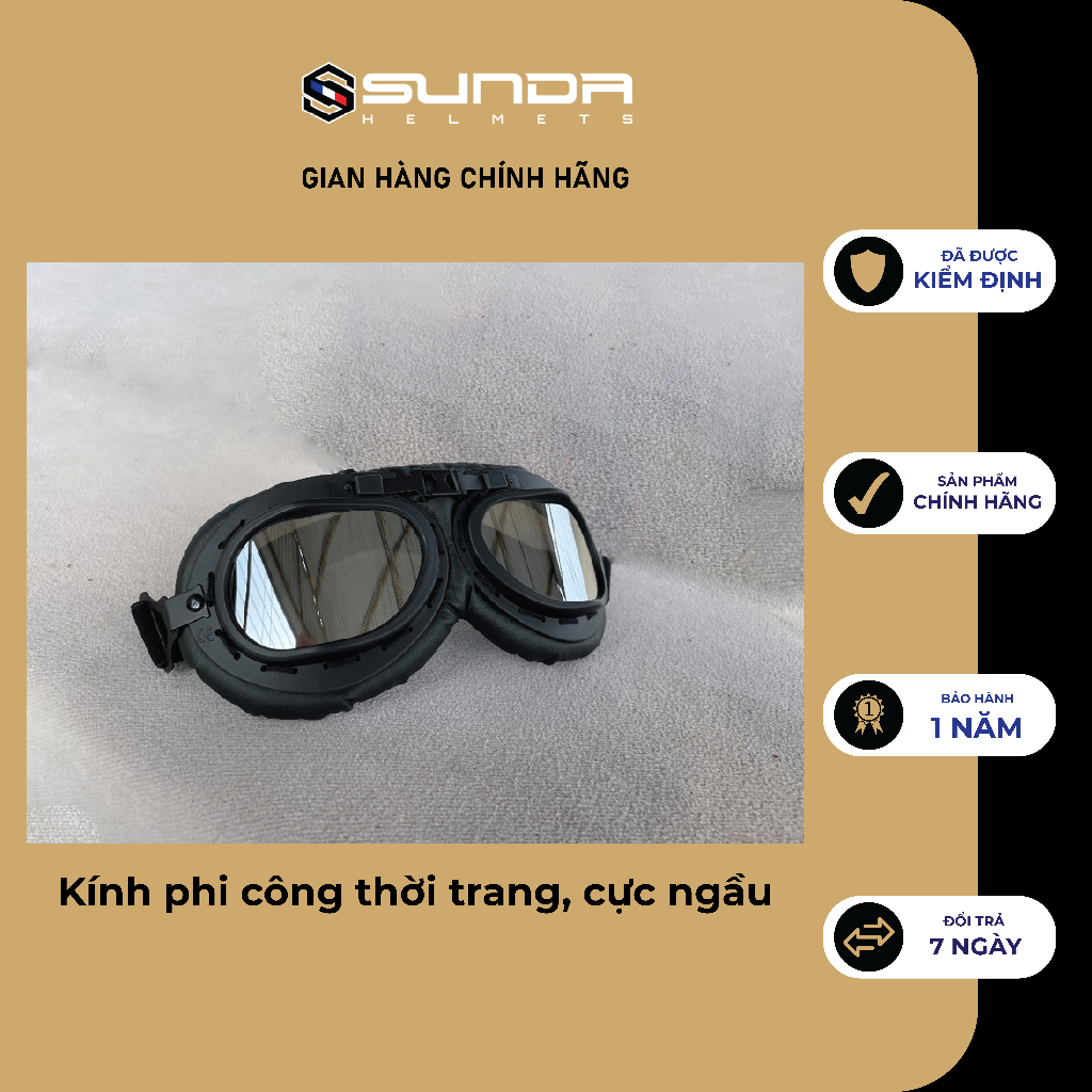 Kính UV- Phi Công SUNDA gắn mũ bảo hiểm nửa đầu