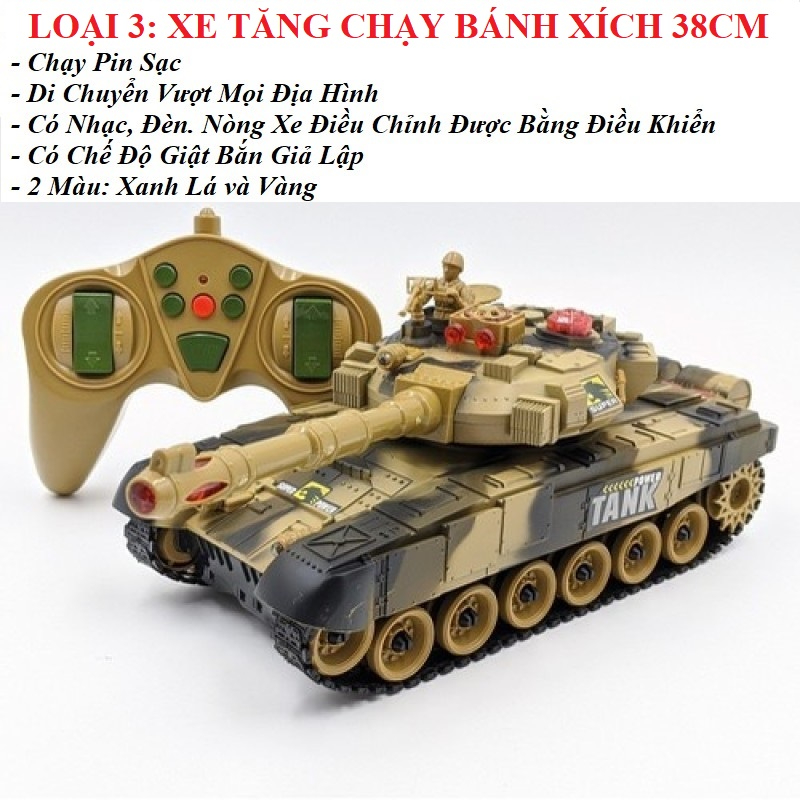 Xe tăng điều khiển từ xa mô hình xe tăng quân đội phát nhạc đèn led cao cấp nhựa siêu bền