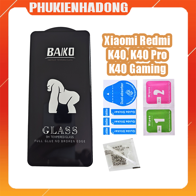 Kính cường lực 9H full màn hình Baiko Xiaomi Redmi K40, K40 Pro, K40 Gaming