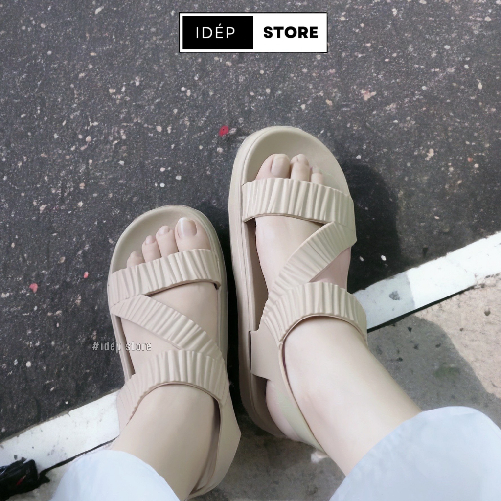 Giày Sandal Nữ Quai Chéo Chữ Z Chống Nước Cao Su Êm Chân Đi Học Đi Mưa Đi Chơi - iDÉP GL091