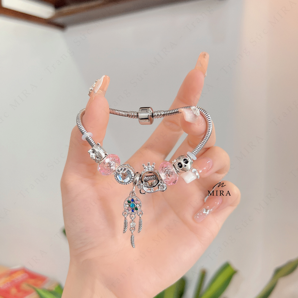 Dây Bấm Titan, Lắc Tay MIRA & Co. - BPAN06 Mix Dream Mở Được Đầu Chốt, Đủ Màu Đá, Dây Titan Không Hoen Gỉ