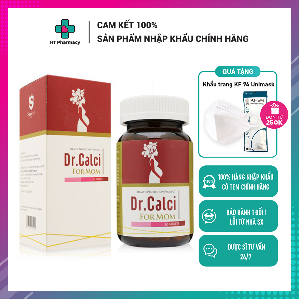Dr. Calci For Mom Bổ Sung CanXi Hữu Cơ dành Cho Mẹ Bầu Từ Tảo Biển Đỏ, Không Gây Táo Bón