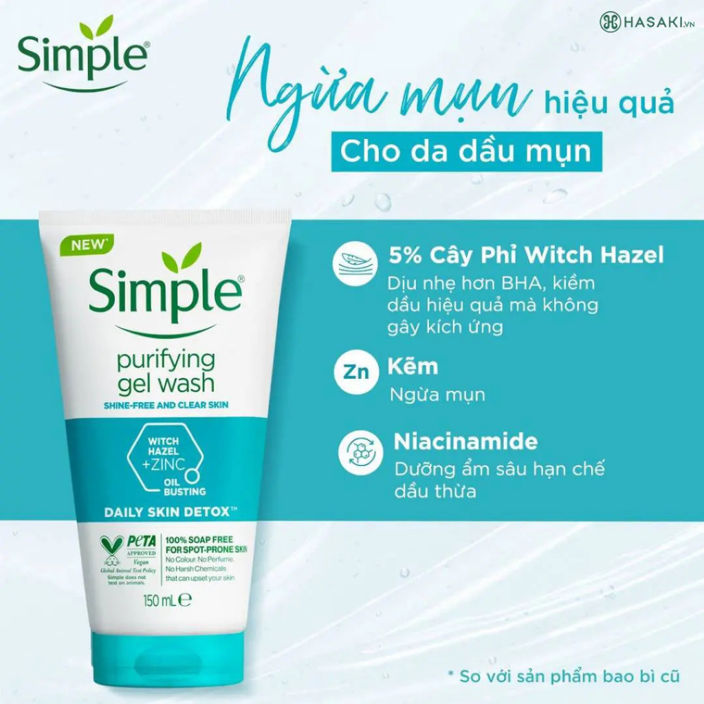 Sữa Rửa Mặt Simple Dành Cho Da Nhạy Cảm Kind To Skin Refreshing Facial Wash Gel -150ML