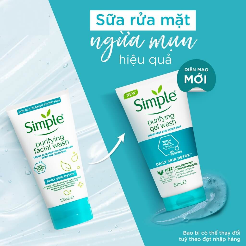Sữa Rửa Mặt Simple Dành Cho Da Nhạy Cảm Kind To Skin Refreshing Facial Wash Gel -150ML