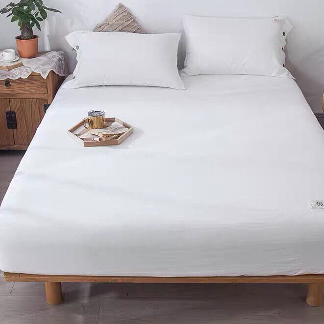 Ga giường trắng tinh cotton tici LIDACO chuyên dùng homstay , khách sạn miễn phí bo chun đủ size nệm