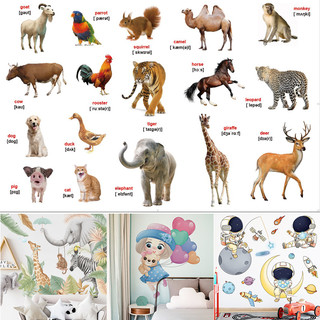 Decal dán tường cho bé tranh hình động vật tiếng anh tranh dán tường cho bé học