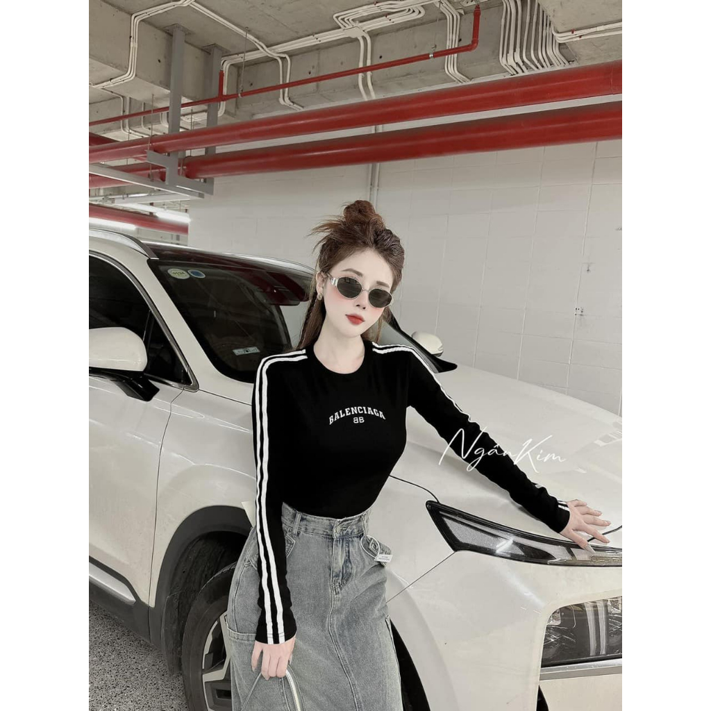 Áo phông zip ba.len tay dài chạy 2 sọc 2 màu