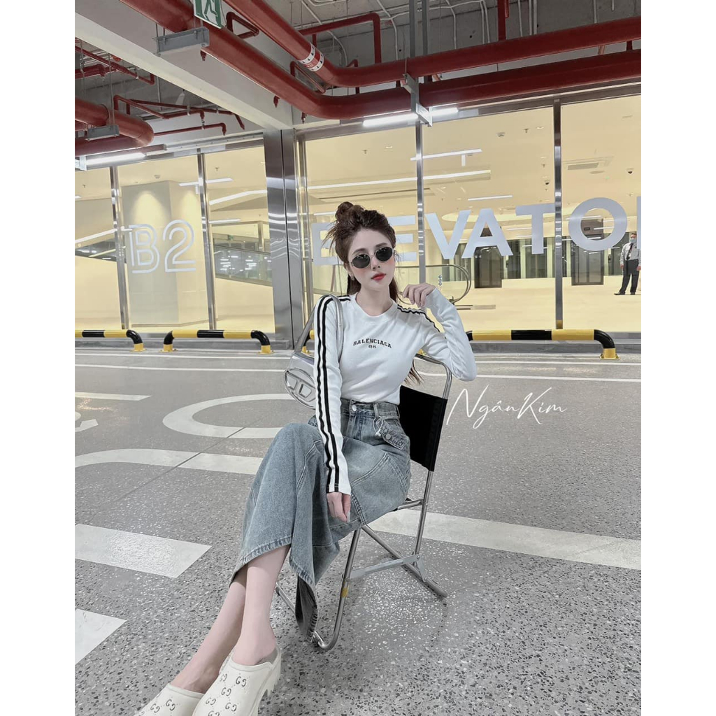 Áo phông zip ba.len tay dài chạy 2 sọc 2 màu