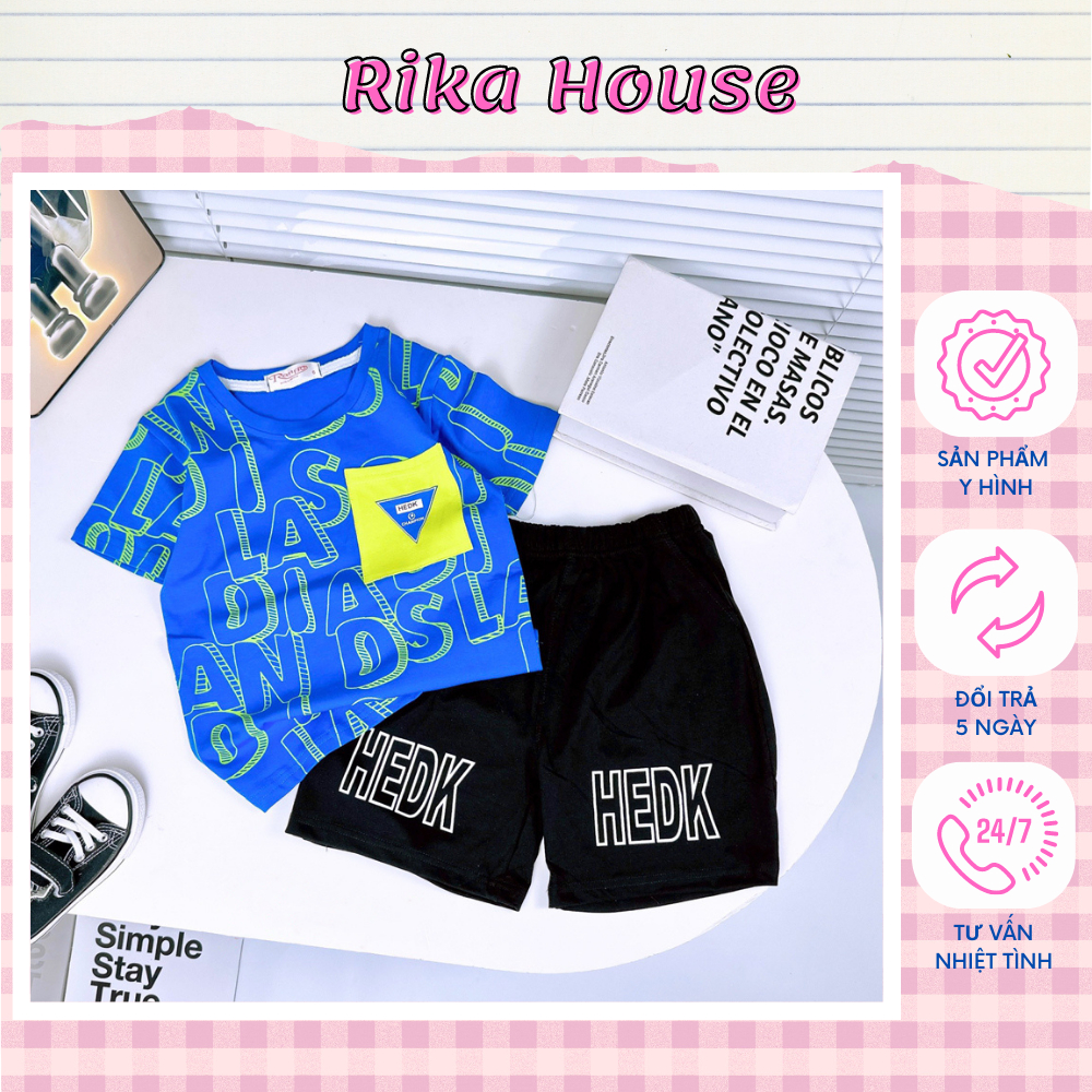 Quần áo bé trai, bộ chữ phối túi  sành điệu cho bé trai từ 10 đến 60 kg