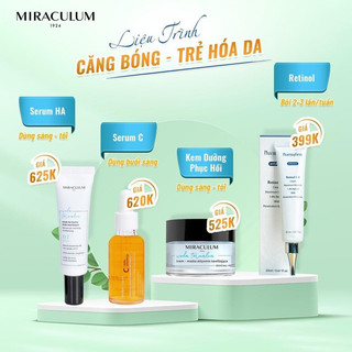 Combo chăm sóc sáng, sáng mịn và trẻ hoá da Serum 97%, Serum 91%, Kem Retinol 1%, Kem dương 93% Miraculum