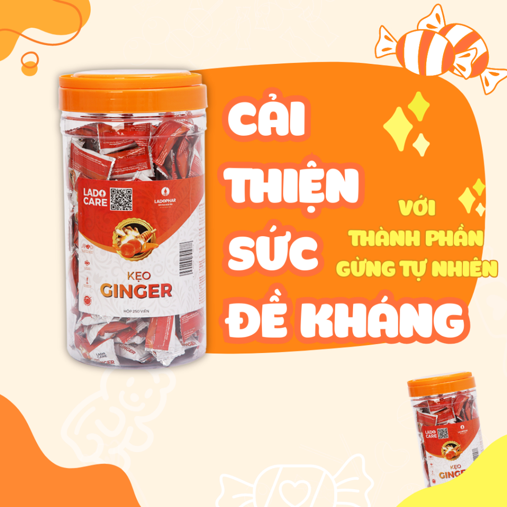 LADO CARE KẸO GINGER HỘP 250V