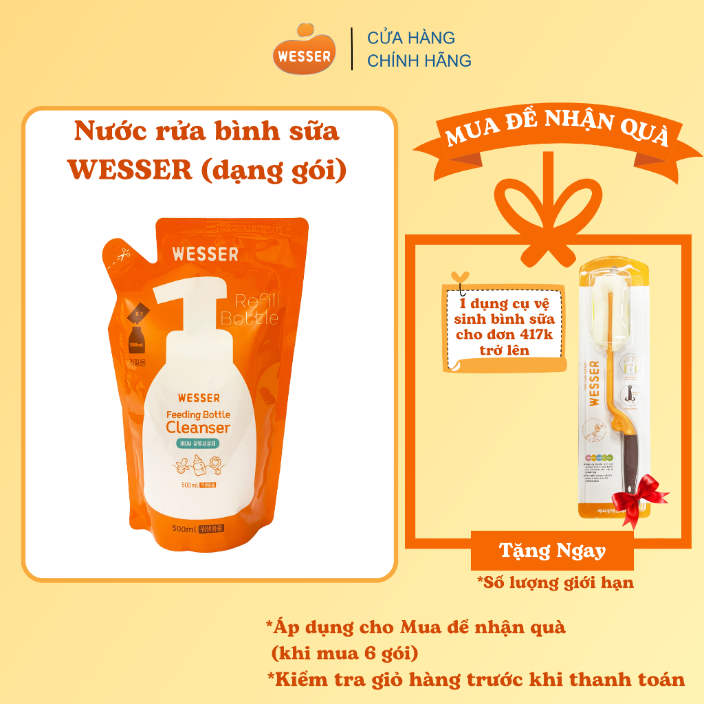 Nước rửa bình sữa Wesser dạng gói 500ml