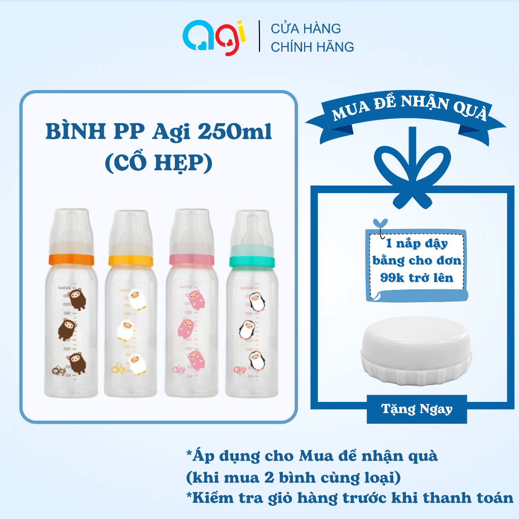 Bình sữa cổ hẹp PP Agi 250ml
