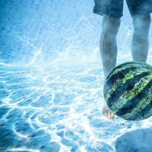 Banh cao su 16 - 21cm, bóng chơi dưới nước, banh dưa hấu, bóng rổ tặng kim bơm