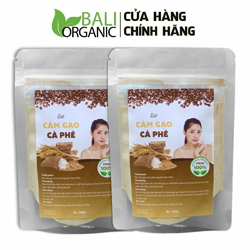 Bột cám gạo cà phê 1kg Baliorganic nguyên chất | BigBuy360 - bigbuy360.vn