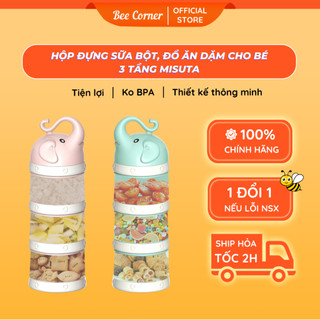 Hộp chia sữa bột, đồ ăn dặm cho bé 3 ngăn misuta