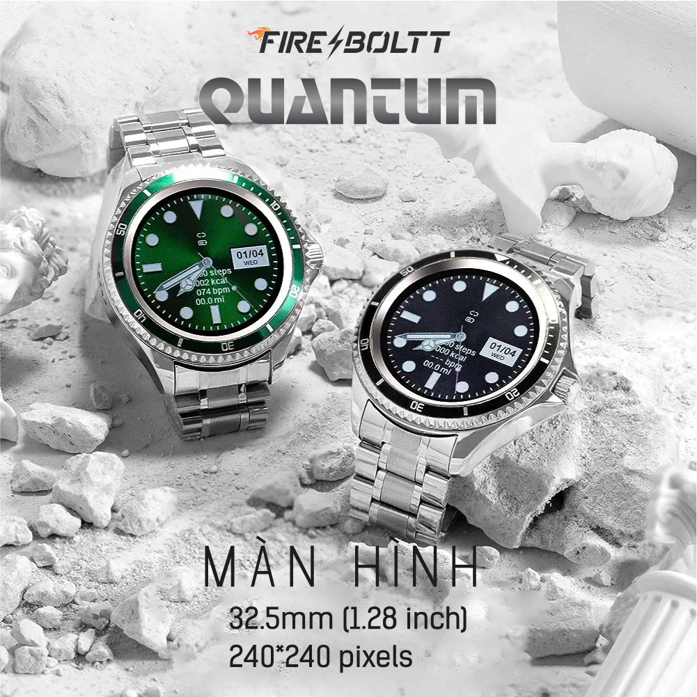 Đồng hồ thông minh FireBoltt Quantum - Hãng phân phối chính thức | Màn HD | Công nghệ Ceramic | Vòng Benzel