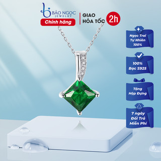 Dây chuyền bạc nữ 925 cao cấp đính đá Ngọc Lục Bảo xanh phong cách hiện đại thời trang - M1461 - Bảo Ngoc Jewelry