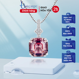 Dây chuyền bạc nữ s925 mặt vuông đính đá nâu cao cấp thiết kế thời trang tinh tế - DB2391 - Bảo Ngọc Jewelry