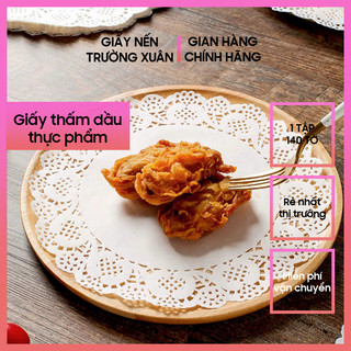 Giấy thấm dầu thực phẩm, giấy hoa văn hút dầu mỡ thức ăn, lót đĩa, nồi chiên, giấy thấm dầu Trường Xuân