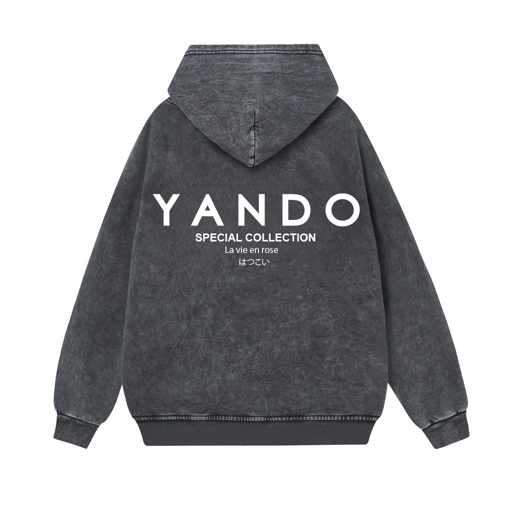 Áo Hoodie YANDO Wash P019 La vi en rose Thun Cotton French Terry 350GSM Local Brand