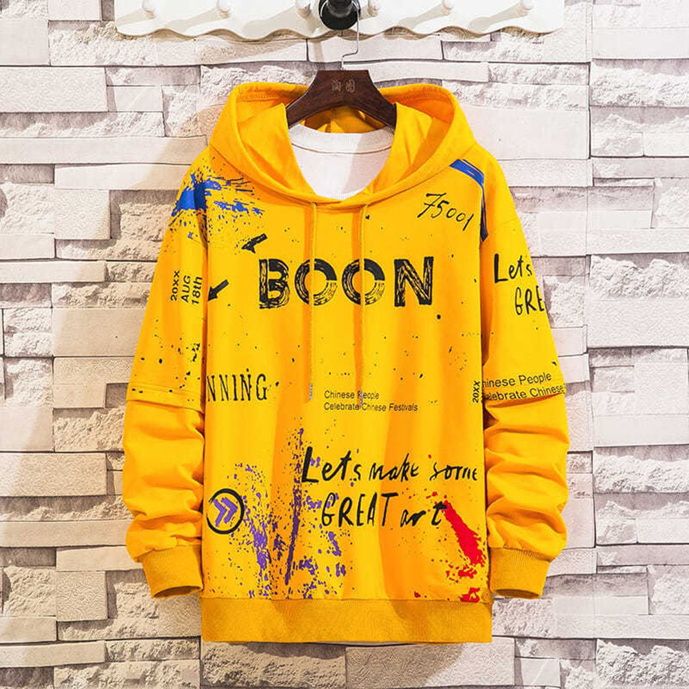 Áo hoodies dài tay unisex SOZO phối hai màu in chữ BOOM nổi bật - AO TOP NAM 90000205