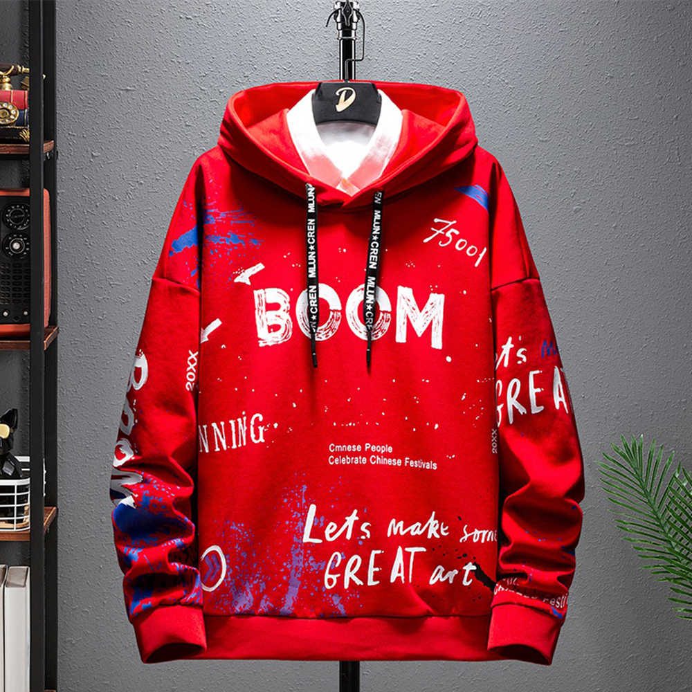 Áo hoodies dài tay unisex SOZO phối hai màu in chữ BOOM nổi bật - AO TOP NAM 90000205