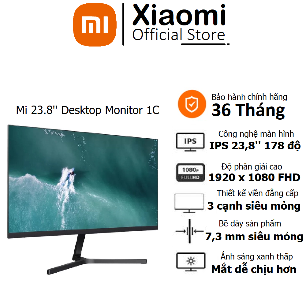 Màn hình Xiaomi 23.8 inch Monitor 1C IPS Full HD 1080P 60Hz, Góc 178 độ - Chính hãng Digiworld